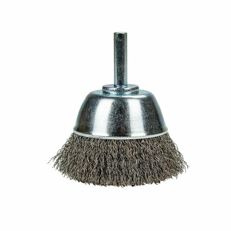 Forney Command PRO Cup Brush Crimped, 2-1/2 in x .008 in x 1/4 in Shank, Bulk 72270